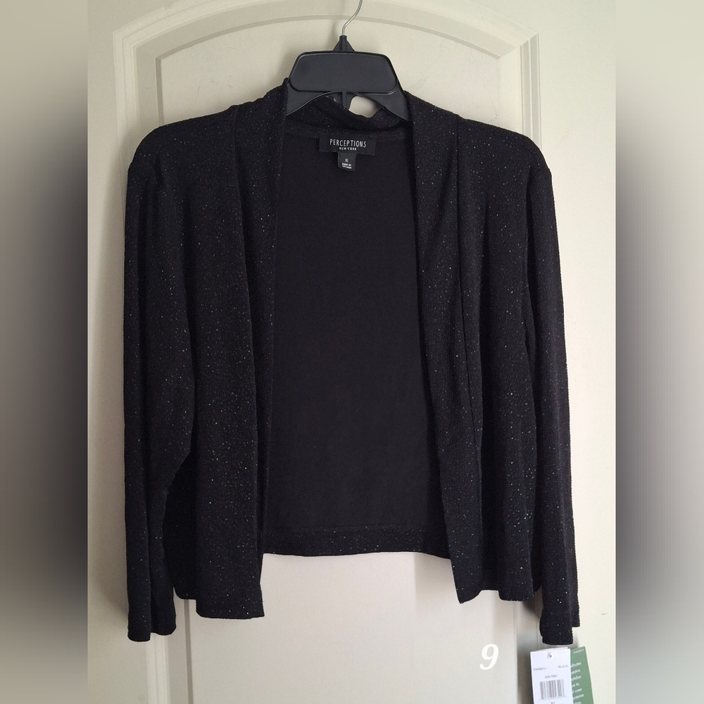 Perceptions Nwt Black Glitter Cardigan 3/4 Sleeve Rug Whymsigoth Grunge Formal